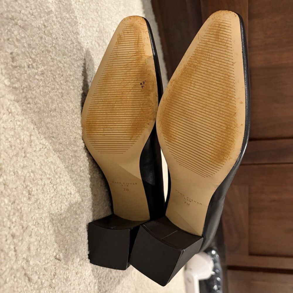 NWOB Marc Fisher LTD Varla Block Heels Pumps Women Shoes Black Leather Women 7B - Picture 9 of 13